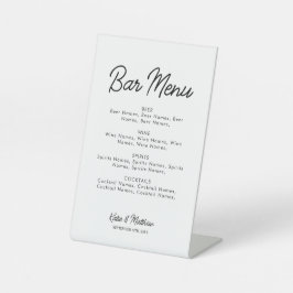 Bar Menu Alkoholgetränke Hochzeiten Minimalistisch Sockelschild