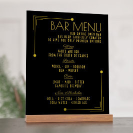 Bar Menu Art Deco 1920er Jahre Hochzeitsgetränke Acrylschild