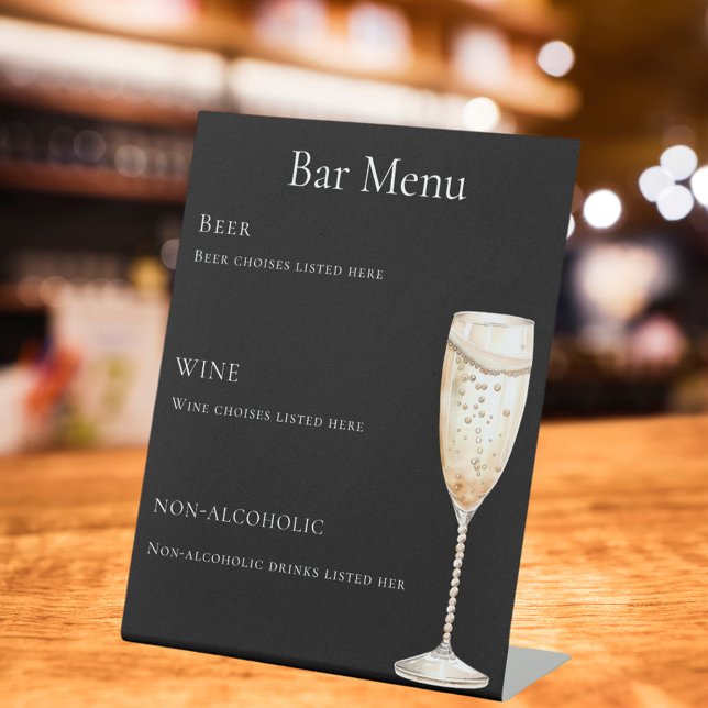 Bar menu Black Glas Schaumwein Sockelschild (Von Creator hochgeladen)
