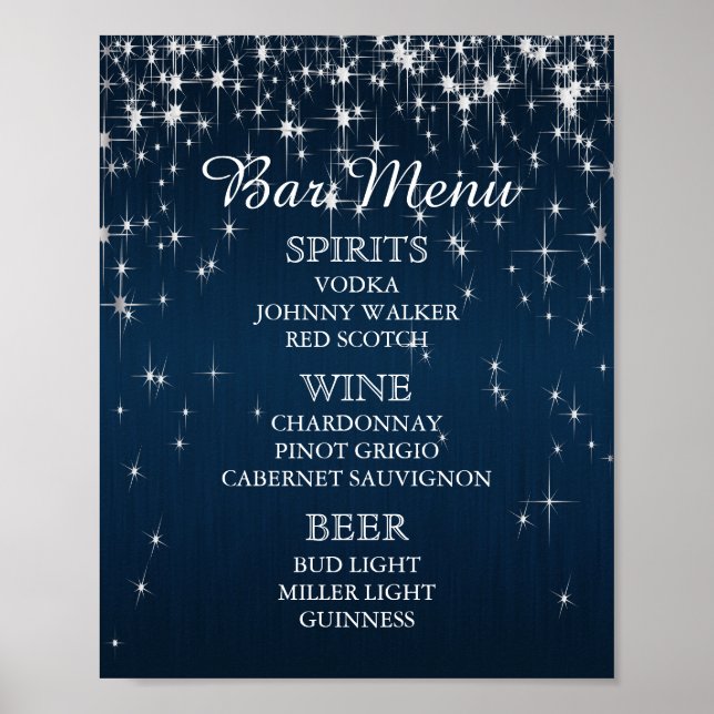 Bar Menu - Charming Star Struck Wedding Poster (Vorne)