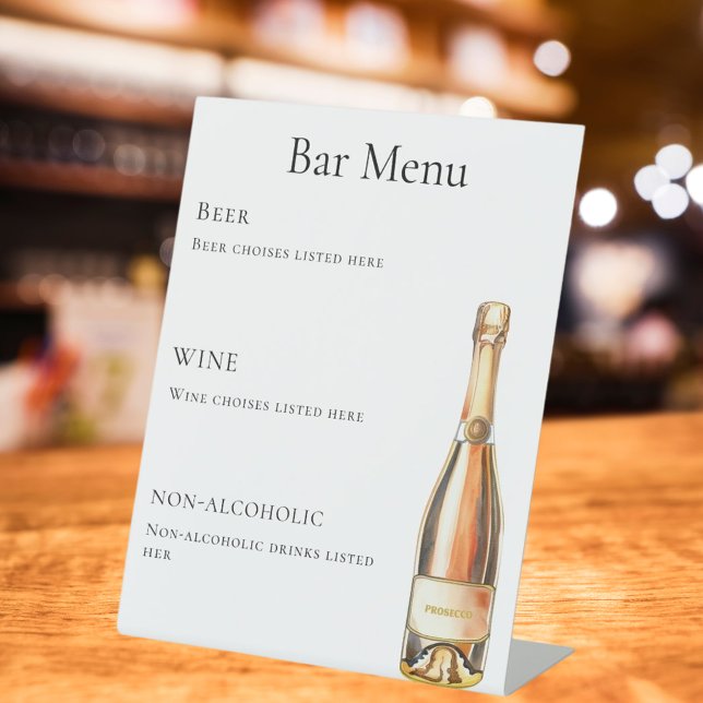 Bar menu Flasche Wein Prosecco Sockelschild (Von Creator hochgeladen)
