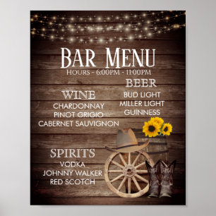 Bar-Menü - Landholzwedding mit Fass Poster