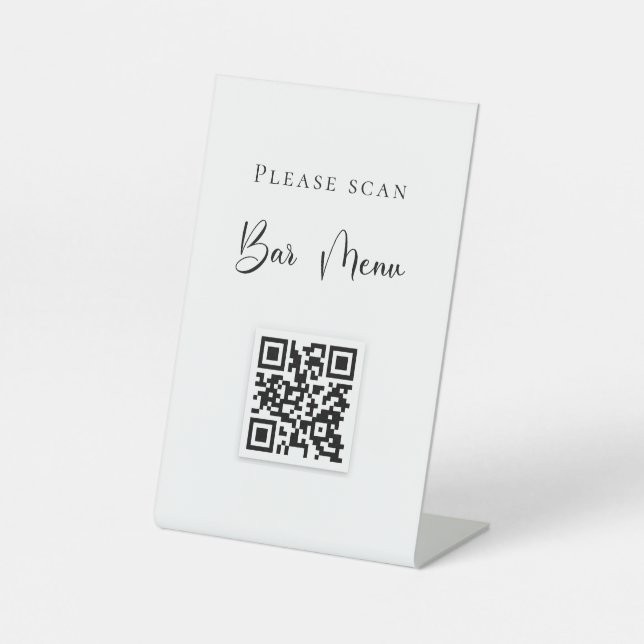 Bar-Menü-QR-Code-Typografie weiß Sockelschild (Vorderseite)