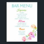 Bar menu sign - Hochzeitsfeier Aquarell Blume Poster<br><div class="desc">Elegantes Hochzeitszeichen mit niedlicher Aquarell-Blume am Boden.</div>