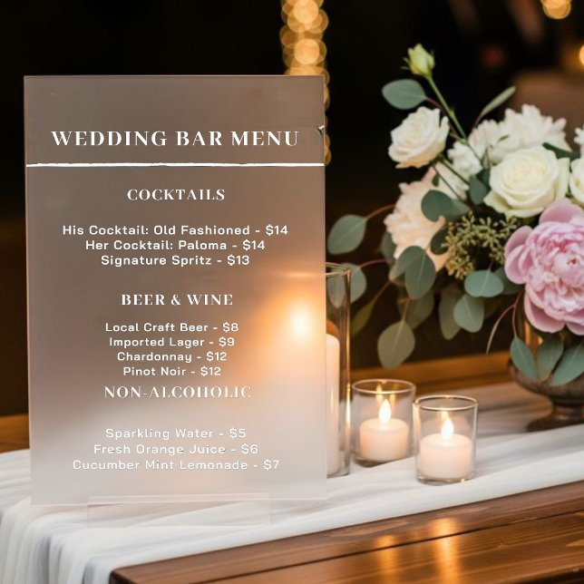 Bar menu sign wedding acrylschild (Von Creator hochgeladen)