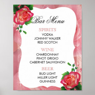 Bar Menu - Viktorianische Dusty-Rose Poster