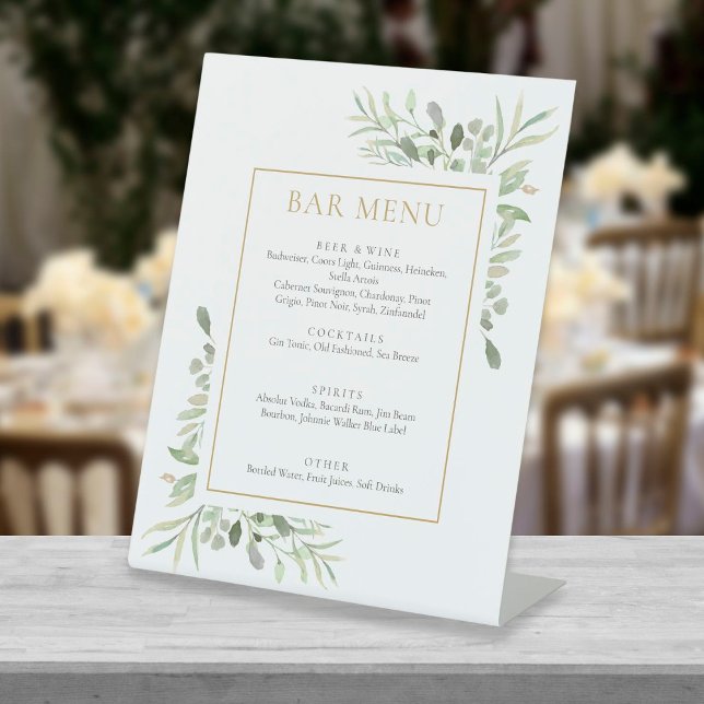 Bar Menu "Watercolor Greenerity" Sockelschild (Von Creator hochgeladen)