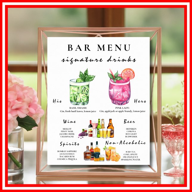 Bar Menu Wedding Calligraphy Elegante Drink Sign Poster (Von Creator hochgeladen)
