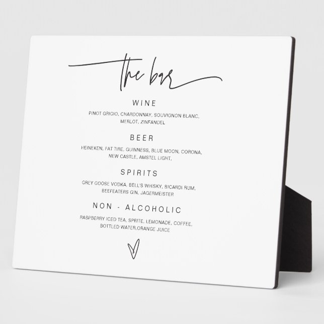 Bar Menu Wedding Drink Empfang Decor G400 Fotoplatte (Seite)