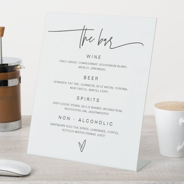 Bar Menu Wedding Drink Empfang Decor G400 Sockelschild (In Situ)