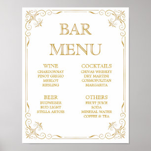 Bar Menu Wedding Sign   Gatsby Art Deco Poster