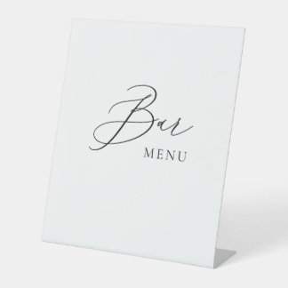 Bar Menu Wedding Sign Minimalist Elegant Script  Sockelschild