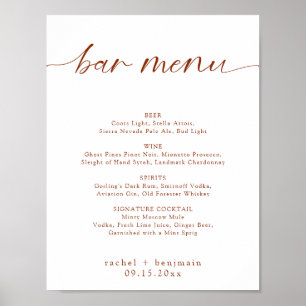 Bar Menu Wedding Terracotta Roust Fall Minimal Poster
