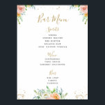 BAR MENU-Zeichen | botanische Hochzeitsfeier im Gr Poster<br><div class="desc">Tolle Idee für Ihre Party und Hochzeiten! Weitere Optionen unter: http://www.zazzle.com/designbyredline</div>