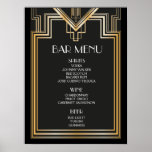 BAR MENU-Zeichen | Große Hochzeit von Gatsby inspi Poster<br><div class="desc">Tolle Idee für Ihre Party und Hochzeiten! Weitere Optionen unter: http://www.zazzle.com/designbyredline</div>