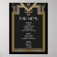 BAR MENU-Zeichen | Große Hochzeit von Gatsby inspi