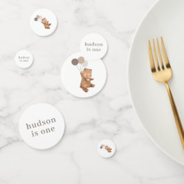 Bär mit 3 braunen Balloons Konfetti