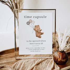 Bär mit 3 braunen Balloons Zeitkapsel Poster