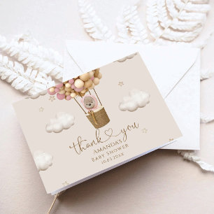 Bär mit Balloons Girl Baby Dusche Dankeskarte