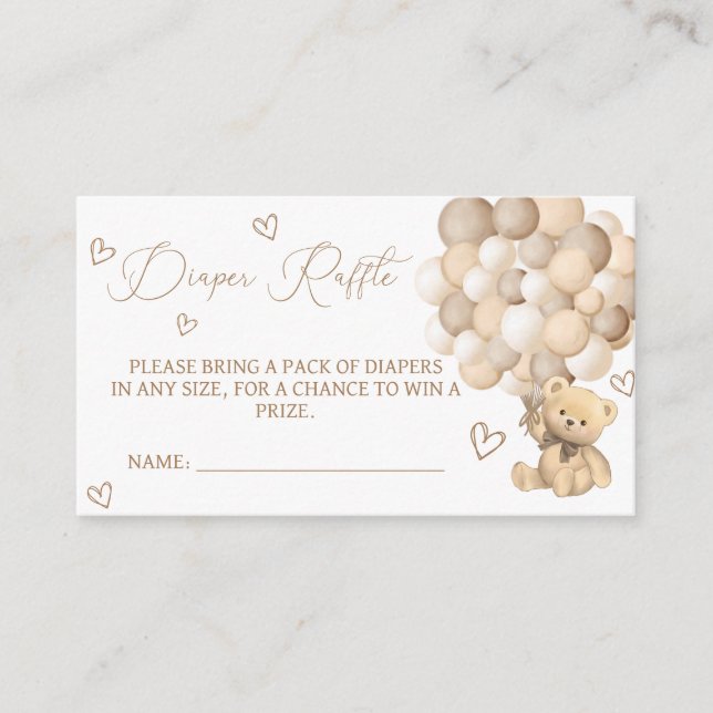 Bär mit Balloons Windeldrehung Begleitkarte (Vorderseite)