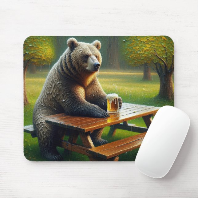 Bär mit Bier Mousepad (Mit Mouse)