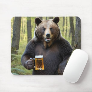 Bär mit Bier-Tasse Mousepad