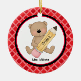 Bär mit Big Pencil Lehrer Weihnachtsschmuck