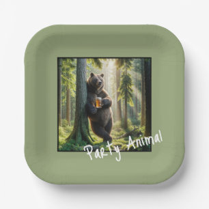 Bär mit Birthday Beer Pappteller