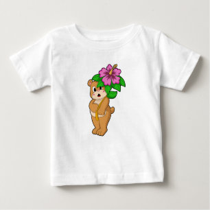 Bär mit Blume Hibiskus Baby T-shirt