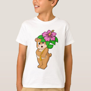 Bär mit Blume Hibiskus T-Shirt