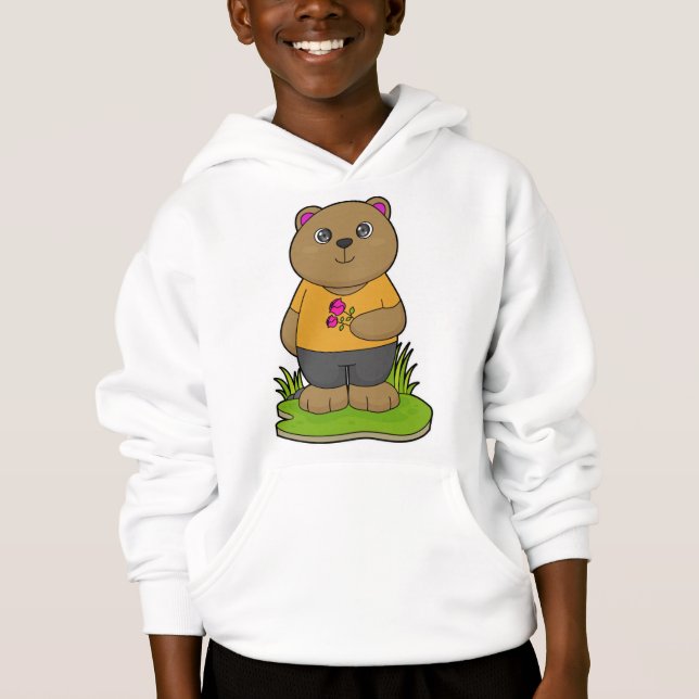 Bär mit Blume Hoodie (Vorderseite)