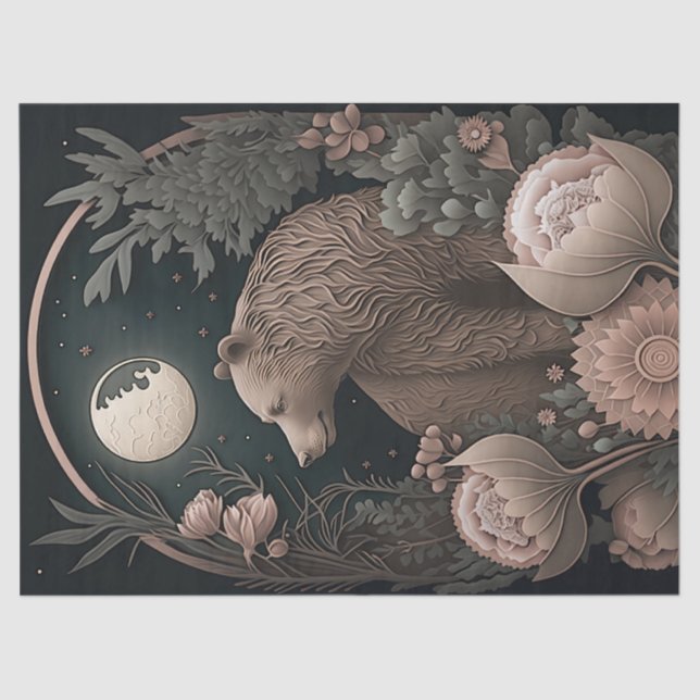 Bär mit Blume Seidenpapier (Vorderseite)