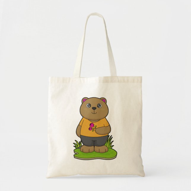 Bär mit Blume Tragetasche (Vorne)