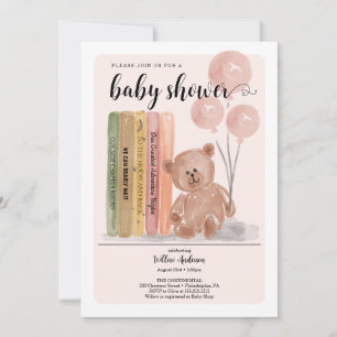 Bär mit Büchern Bearly Wait Girl Baby Dusche Einladung