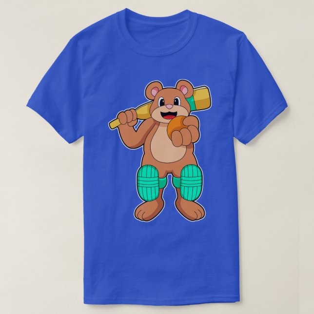 Bär mit Cricket-Fledermaus1 T-Shirt (Design vorne)