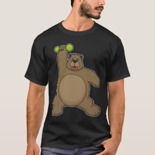 Bär mit Dumbell an der Yoga-Fitness T-Shirt