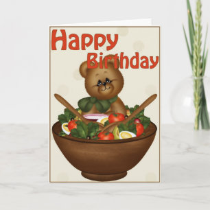 Bär mit einer Salad Healthy Happy Birthday Card Karte
