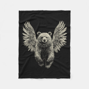 Bär mit Engel Wings Retro Wildlife Artefakt Flyin Fleecedecke