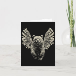 Bär mit Engel Wings Retro Wildlife Artefakt Flyin Karte