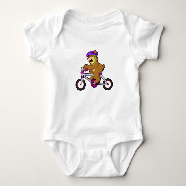 Bär mit Fahrrad und Helm Baby Strampler (Vorderseite)