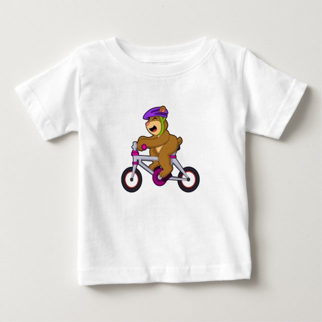 Bär mit Fahrrad und Helm Baby T-shirt (Vorderseite)