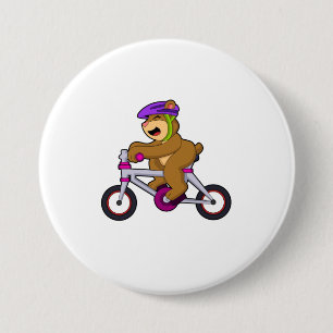Bär mit Fahrrad und Helm Button