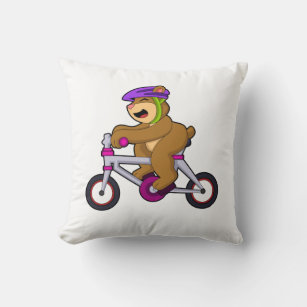 Bär mit Fahrrad und Helm Kissen