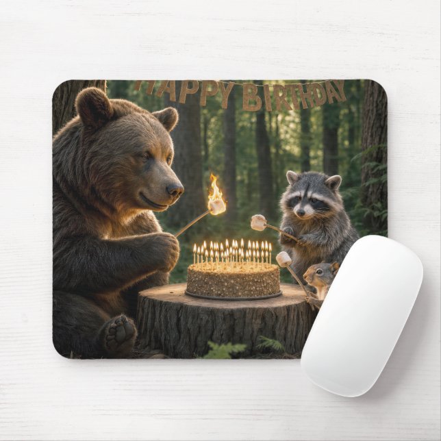 Bär mit Freunden, die Marshmallows über einer Tort Mousepad (Mit Mouse)
