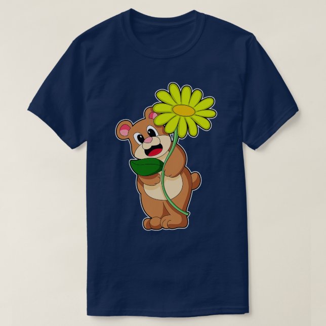 Bär mit gelber Blume T-Shirt (Design vorne)
