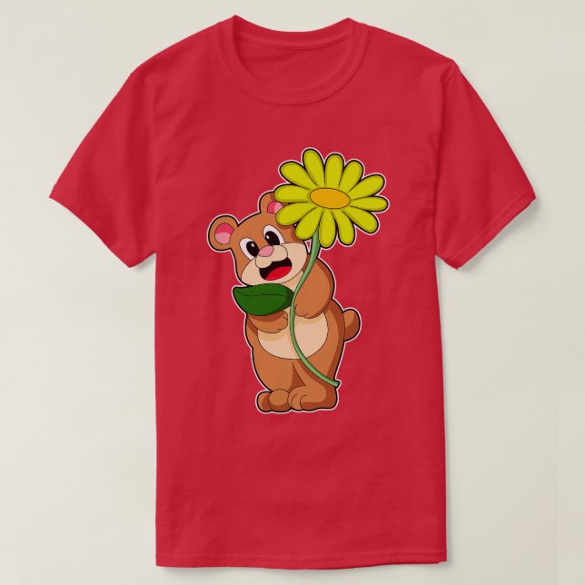 Bär mit gelber Blume T-Shirt (Design vorne)