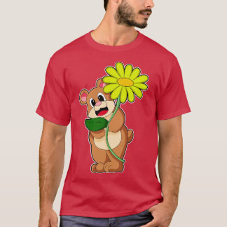 Bär mit gelber Blume T-Shirt