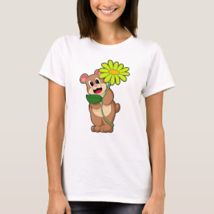 Bär mit gelber Blume T-Shirt