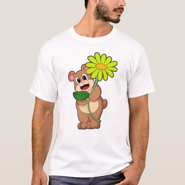 Bär mit gelber Blume T-Shirt (Vorderseite)