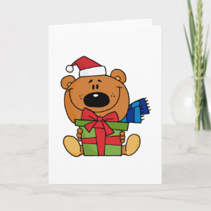 Bär mit Geschenkideen und Geschenken Feiertagskarte